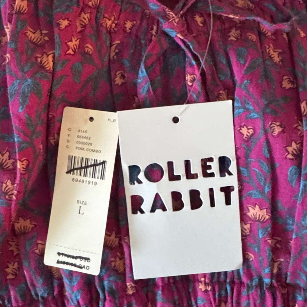 NWT Anthropologie Roller Rabbit Purple Pink Floral Mini Dress - Picture 11 of 11